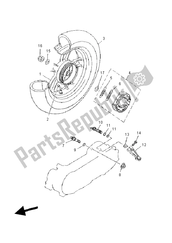 All parts for the Rear Wheel of the Yamaha YN 50F T4 Neos 2011