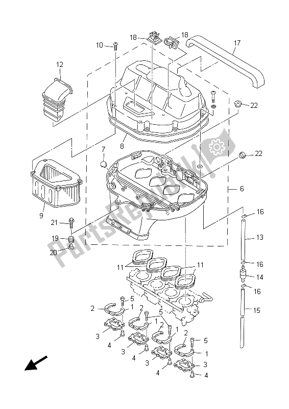 All parts for the Intake of the Yamaha YZF R7 700 1999