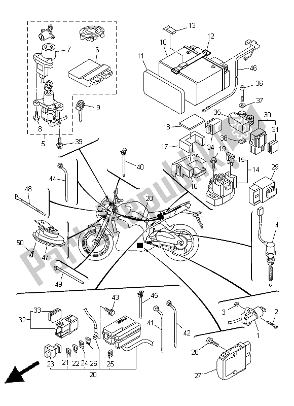 Alle onderdelen voor de Elektrisch 2 van de Yamaha FZ8 NA 800 2014