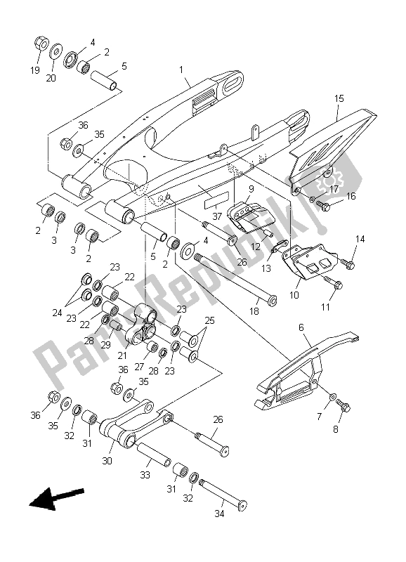 All parts for the Rear Arm of the Yamaha WR 250X 2009