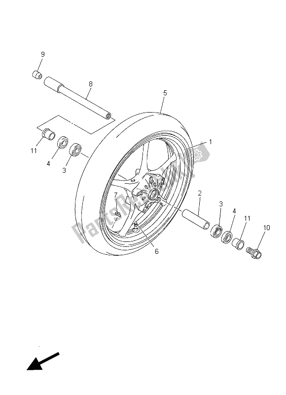 All parts for the Front Wheel of the Yamaha YZF R6 600 2014