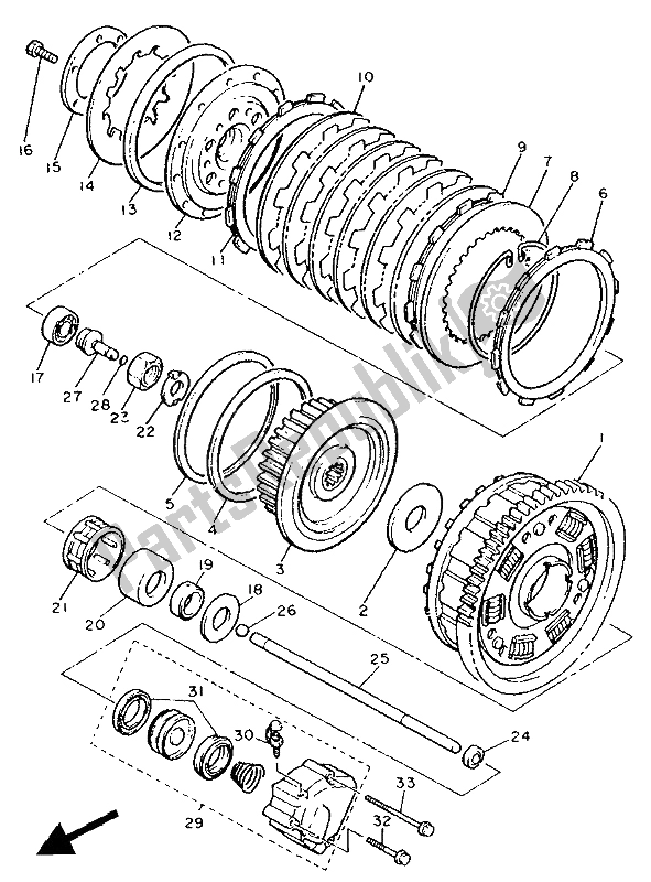 Toutes les pièces pour le Embrayage du Yamaha FJ 1200 1988