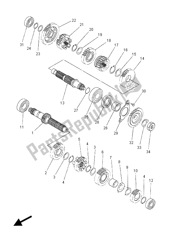 All parts for the Transmission of the Yamaha XT 660Z Tenere 2015