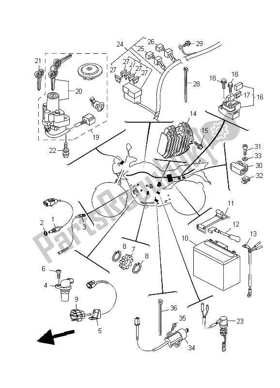 All parts for the Electrical 1 of the Yamaha YBR 250 2009