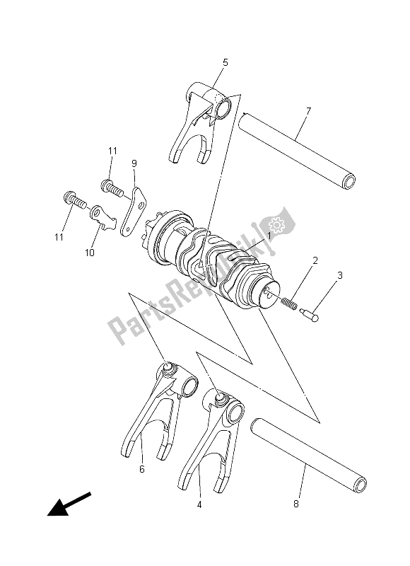 All parts for the Shift Cam & Fork of the Yamaha MT 09A 900 2015