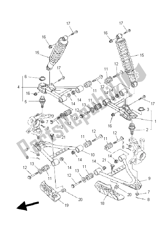 All parts for the Front Suspension & Wheel of the Yamaha YFM 450F Grizzly EPS 2011