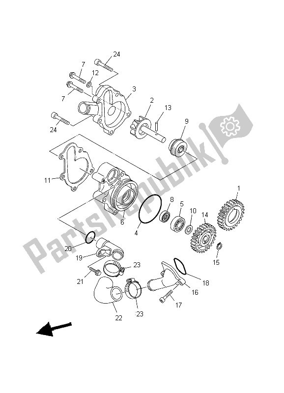 All parts for the Water Pump of the Yamaha MT 03 25 KW 660 2006