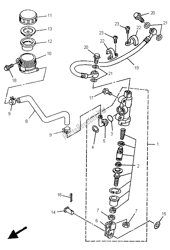 Todas las partes para Cilindro Maestro Trasero de Yamaha YZ 80 LW 1998