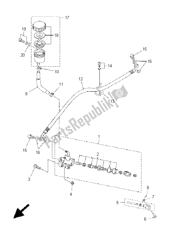 All parts for the Rear Master Cylinder of the Yamaha TZR 50 2009