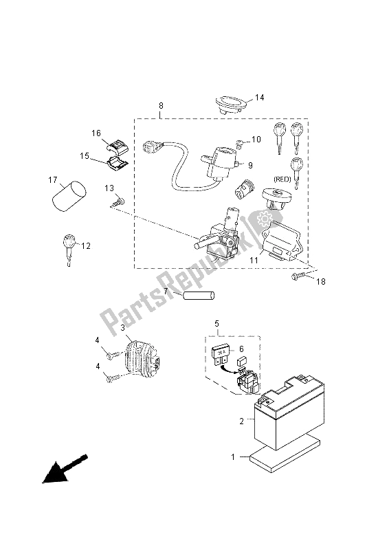 Toutes les pièces pour le électrique 1 du Yamaha YP 125 RA 2014