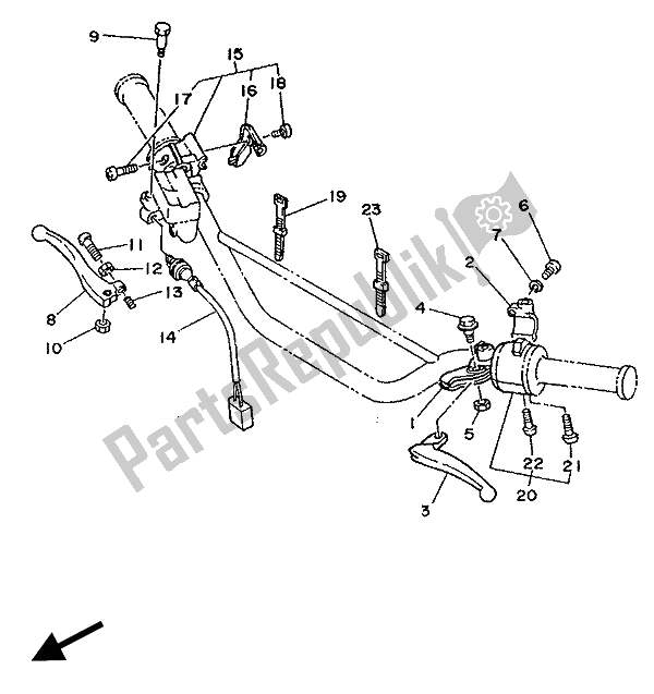 All parts for the Handle Switch & Lever of the Yamaha DT 125R 1989