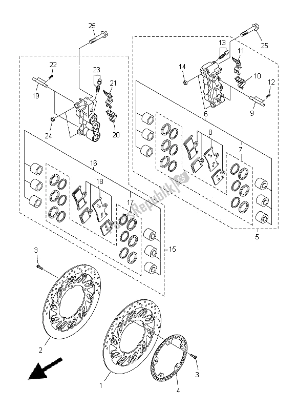 Tutte le parti per il Pinza Freno Anteriore del Yamaha YZF R1 1000 2014