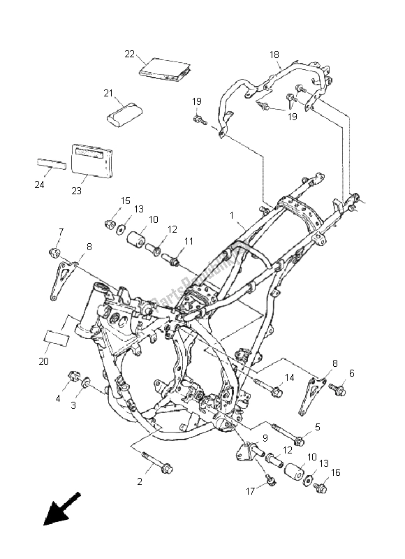 All parts for the Frame of the Yamaha DT 125X 2005