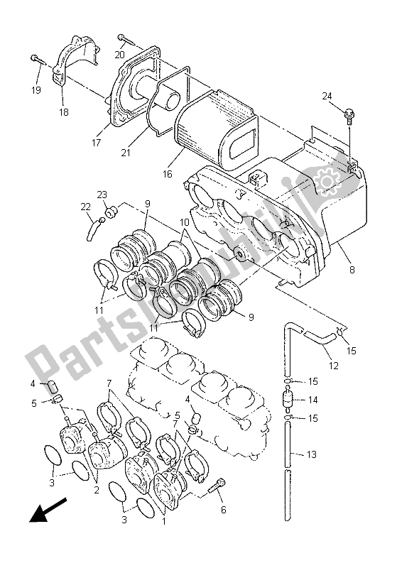 All parts for the Intake of the Yamaha XJR 1200 1995