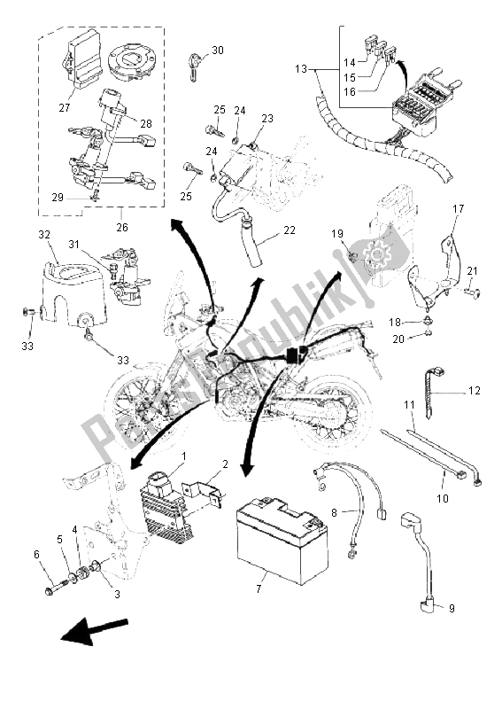 All parts for the Electrical 1 of the Yamaha XT 660Z Tenere 2008