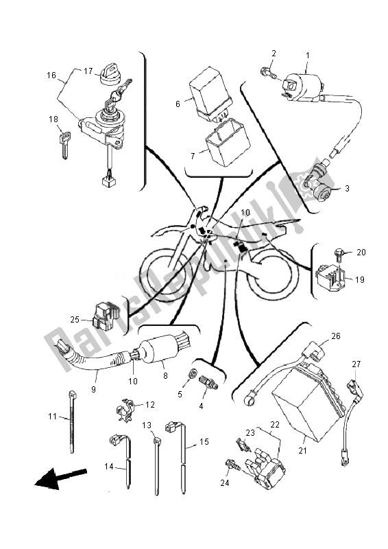 All parts for the Electrical 1 of the Yamaha TT R 125E SW LW 2010