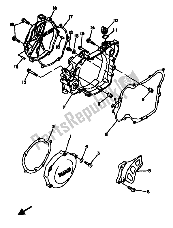 Toutes les pièces pour le Couvercle De Carter 1 du Yamaha YZ 125F LC 1994