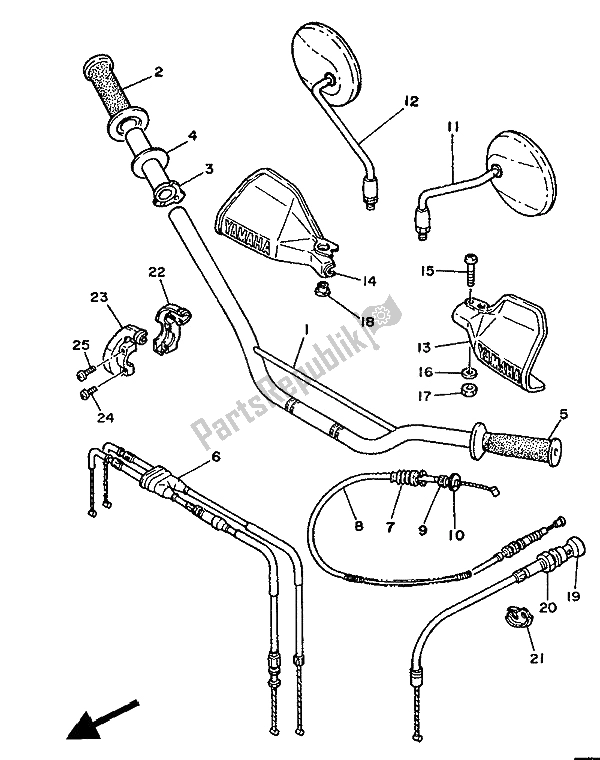 All parts for the Steering Handle & Cable of the Yamaha XTZ 750 Supertenere 1990