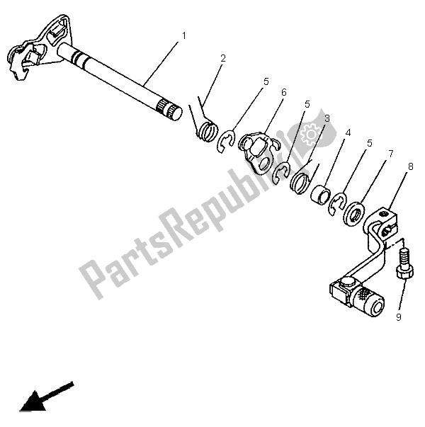 All parts for the Shift Shaft of the Yamaha YZ 80 LW 1995