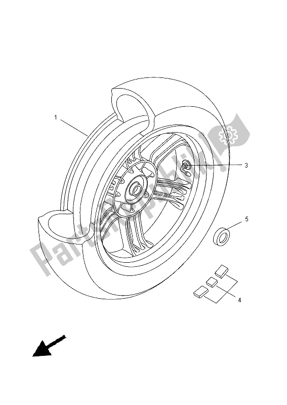 Alle onderdelen voor de Achterwiel van de Yamaha VP 250 2015