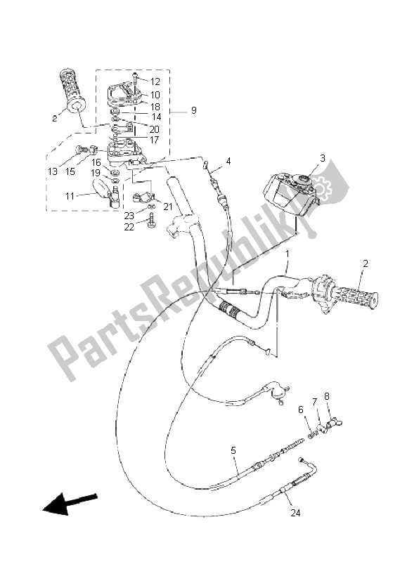 All parts for the Steering Handle & Cable of the Yamaha YFM 250 Bruin 2005