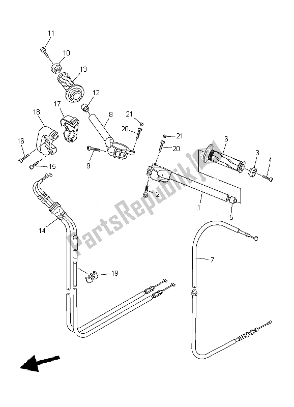 Alle onderdelen voor de Stuurhendel En Kabel van de Yamaha YZF R1 1000 2010