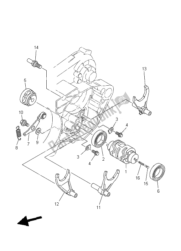 All parts for the Shift Cam & Fork of the Yamaha YZ 250 2010