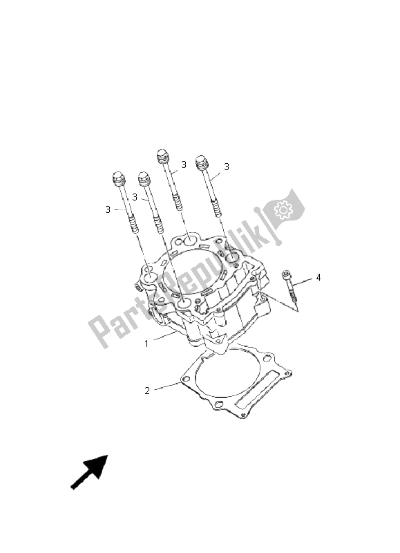 All parts for the Cylinder of the Yamaha YXR 700F Rhino 2008