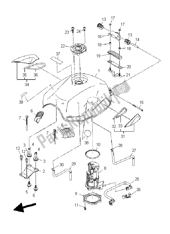 All parts for the Fuel Tank of the Yamaha XJ6N 600 2011