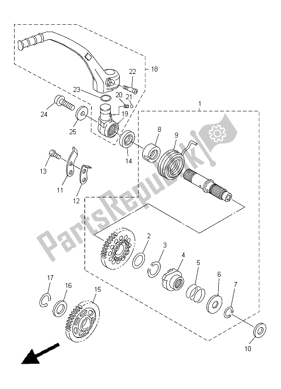 All parts for the Starter of the Yamaha YZ 450F 2012