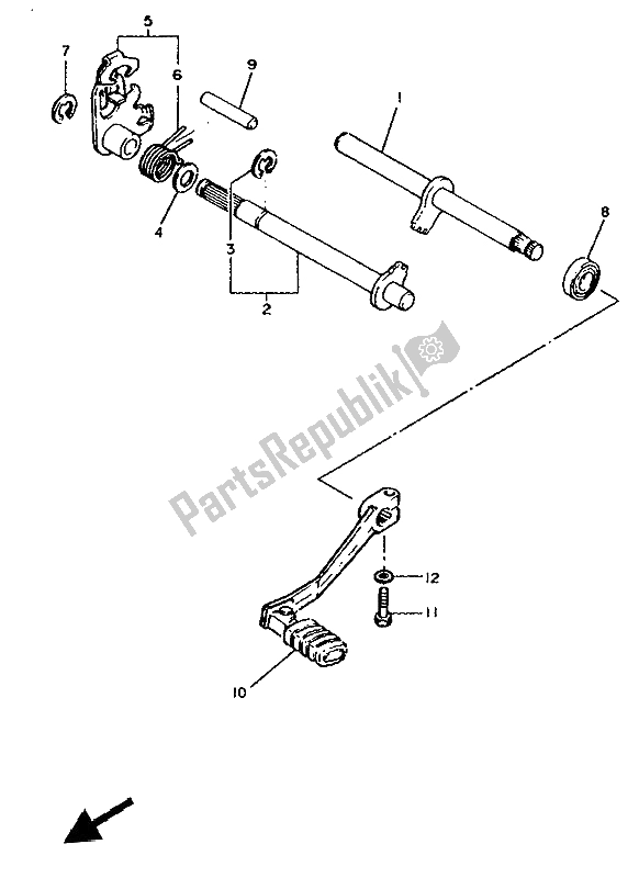 All parts for the Shift Shaft of the Yamaha TT 600S 1993