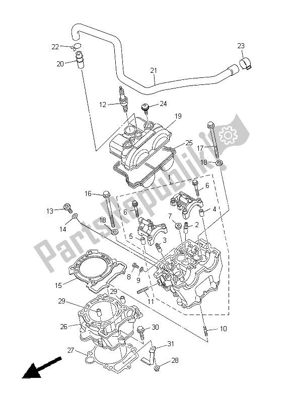 All parts for the Cylinder of the Yamaha WR 250F 2012