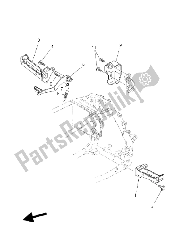 All parts for the Stand & Footrest of the Yamaha YFZ 450 2005