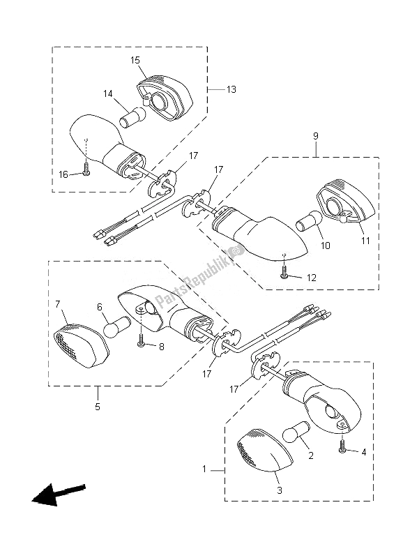 Tutte le parti per il Luce Lampeggiante del Yamaha YBR 125 ED 2010