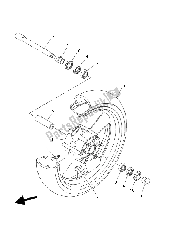 All parts for the Front Wheel of the Yamaha MT 01 5 YU3 1670 2006