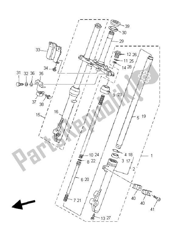 All parts for the Front Fork of the Yamaha TT R 90 2007