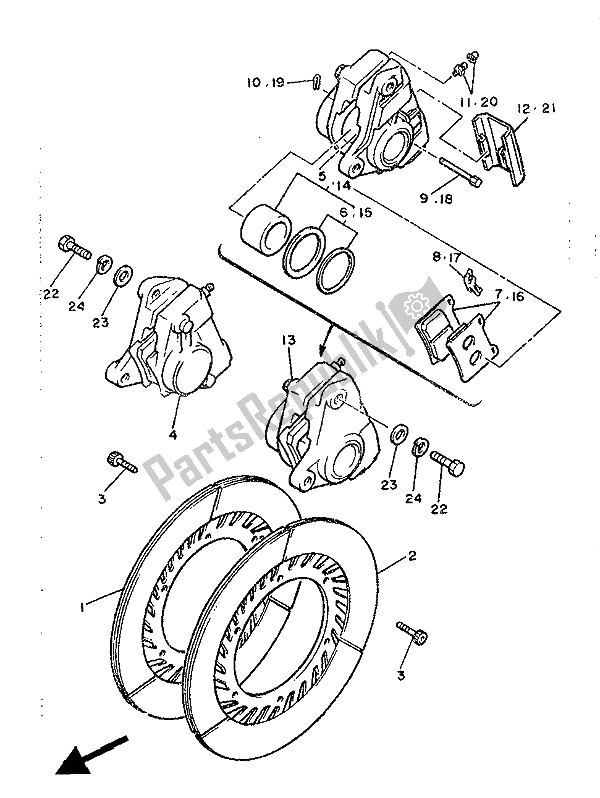 Toutes les pièces pour le étrier De Frein Avant du Yamaha XJ 900 1986