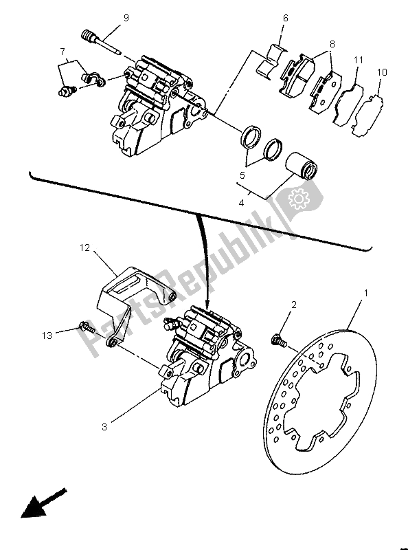 All parts for the Rear Brake Caliper of the Yamaha WR 250Z 1996