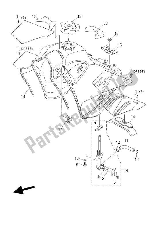 Todas las partes para Depósito De Combustible de Yamaha DT 125 RE 2006