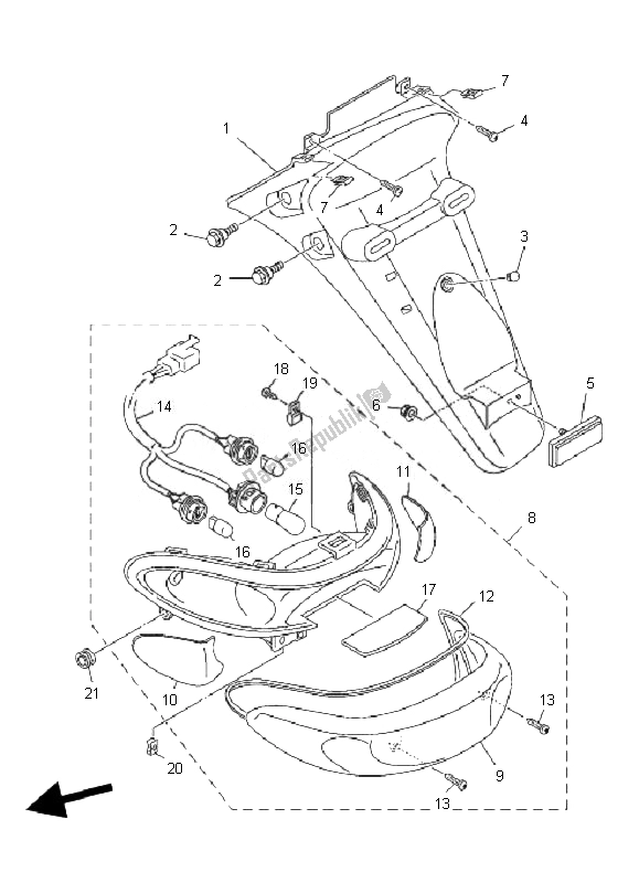 All parts for the Taillight of the Yamaha XC 125 Vity 2010