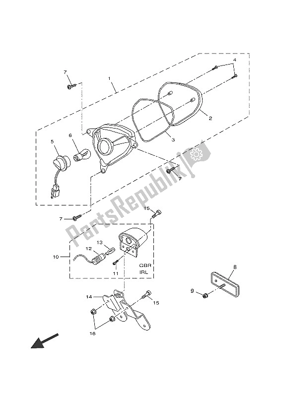 All parts for the Taillight of the Yamaha NS 50N 2016