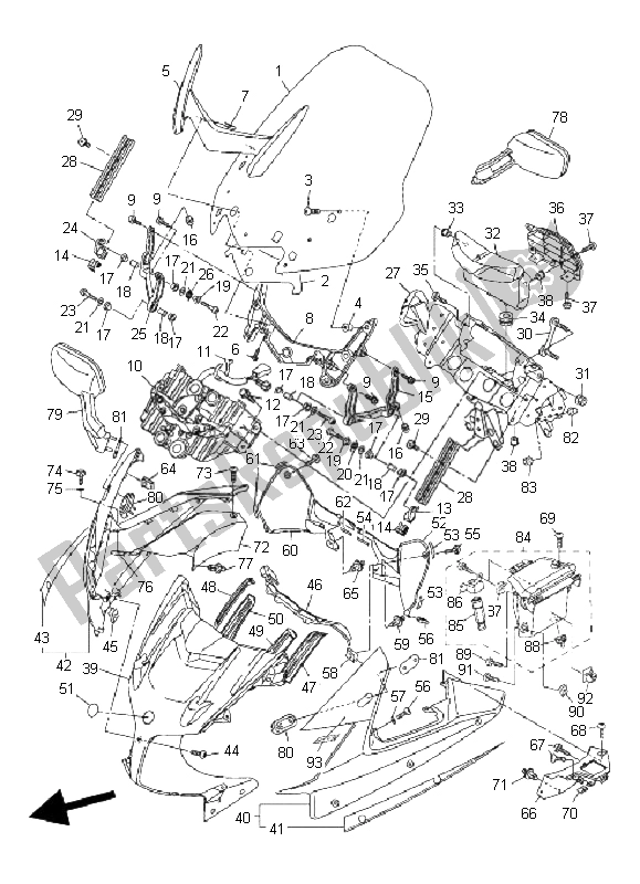 Toutes les pièces pour le Capot 1 du Yamaha FJR 1300 AS 2009