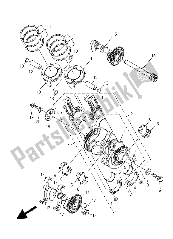 All parts for the Crankshaft & Piston of the Yamaha XT 1200 ZE 2014