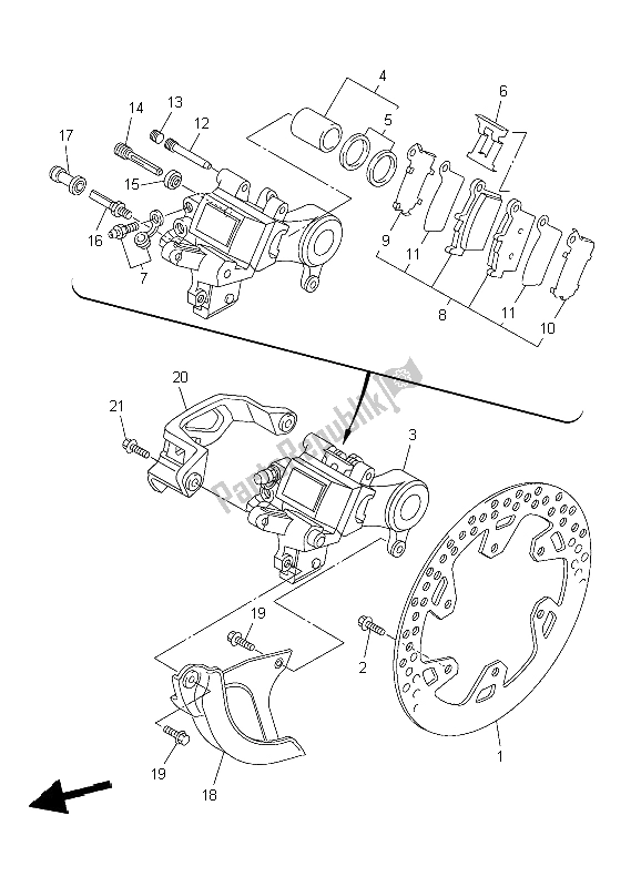 Toutes les pièces pour le étrier De Frein Arrière du Yamaha YZ 250F 2004