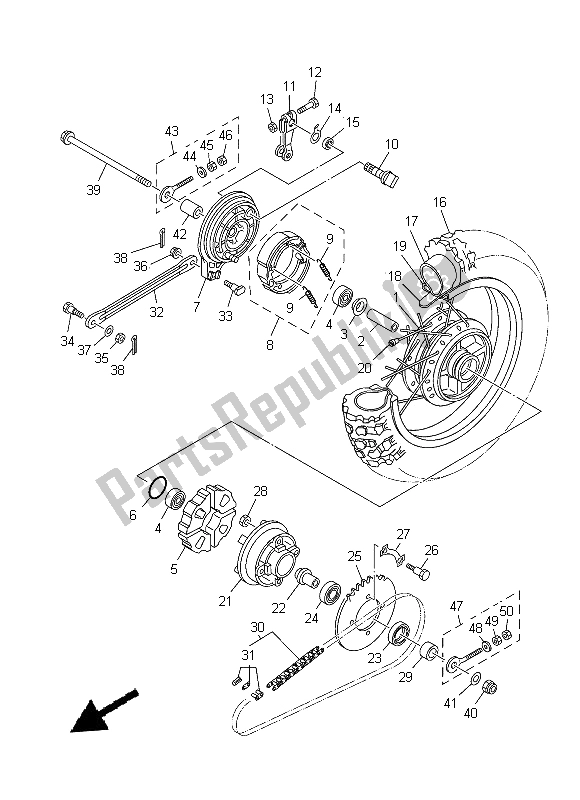 All parts for the Rear Wheel of the Yamaha TT R 110E 2014