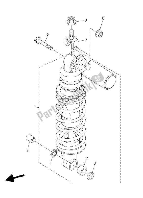 Todas as partes de Suspensão Traseira do Yamaha YZF R1 1000 2004