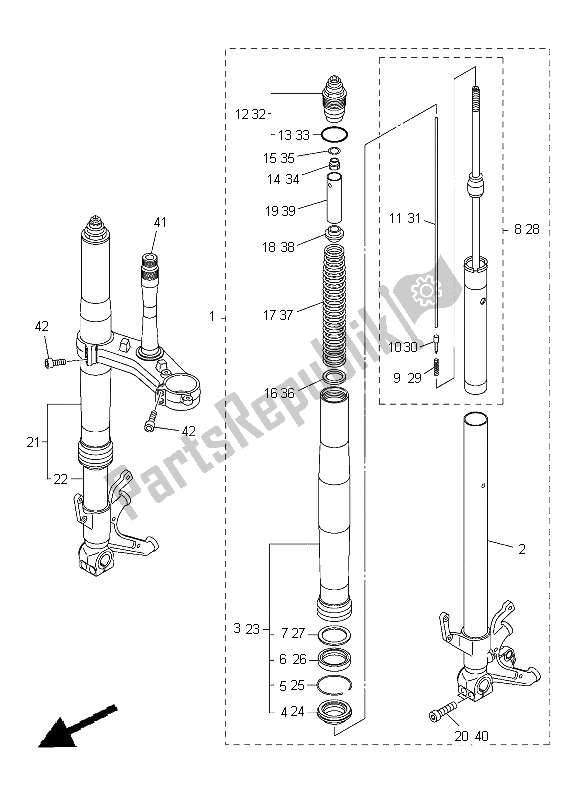 Wszystkie części do Przedni Widelec Yamaha YZF R1 1000 2012