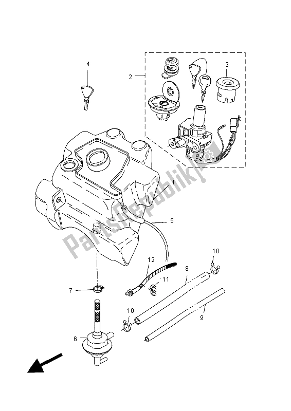 Alle onderdelen voor de Benzinetank van de Yamaha YQ 50L Aerox 50 TH Anniversary 2012