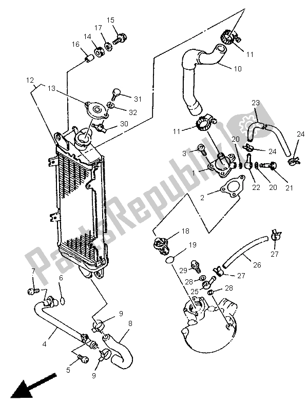 Tutte le parti per il Tubo Del Radiatore del Yamaha DT 125R 1998