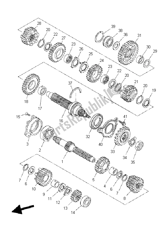 All parts for the Transmission of the Yamaha TDM 900A 2008